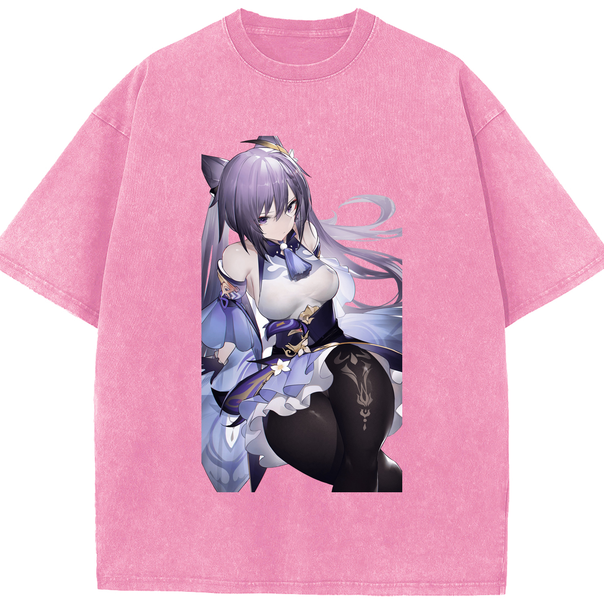 げんし神 刻晴 こくせい genshin Kokusei 綿100% ヴィンテージ風 半袖Tシャツ（フロントプリント）